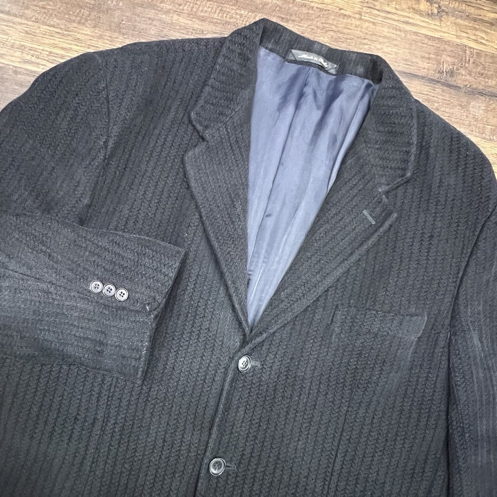 Vintage Jhane Barnes Mens Sweater Textured Sport Coat Blazer Black Jacket 46L - Picture 3 of 12